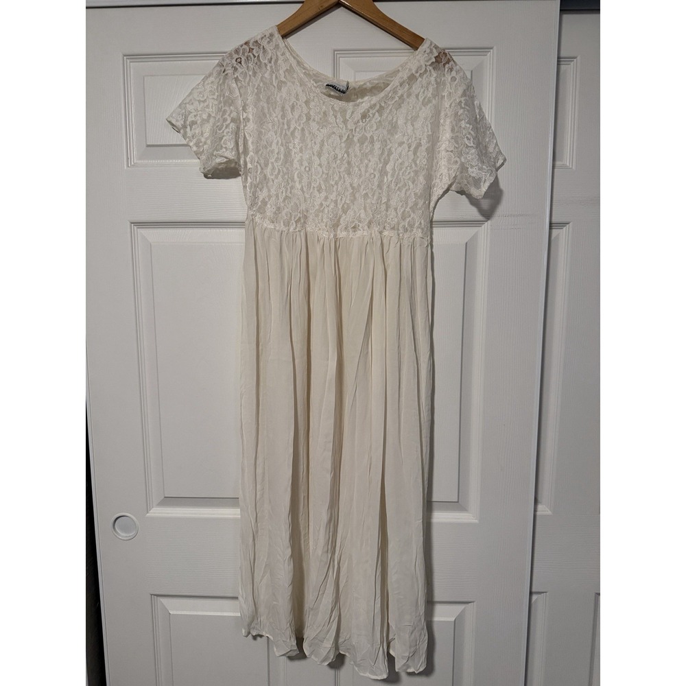 Contempo Casuals Layering Lace Dress Sheer Coquette Cottagecore Bridal 90s 80s
